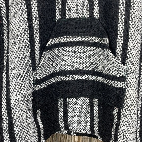 Mexican Baja Hoodie Sweatshirt Adult Men's Size Large Black Gray Pockets - Picture 3 of 6